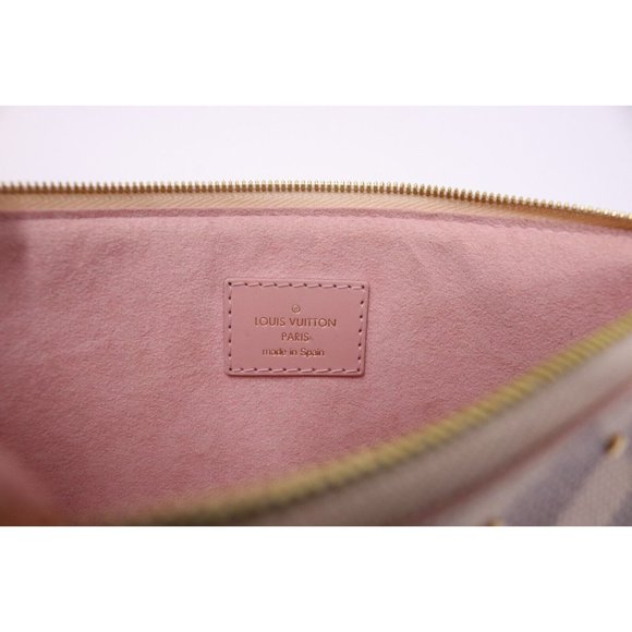Louis Vuitton Rose Ballerine and Damier Azur Coated Canvas Studded City Pouch - Picture 11 of 15